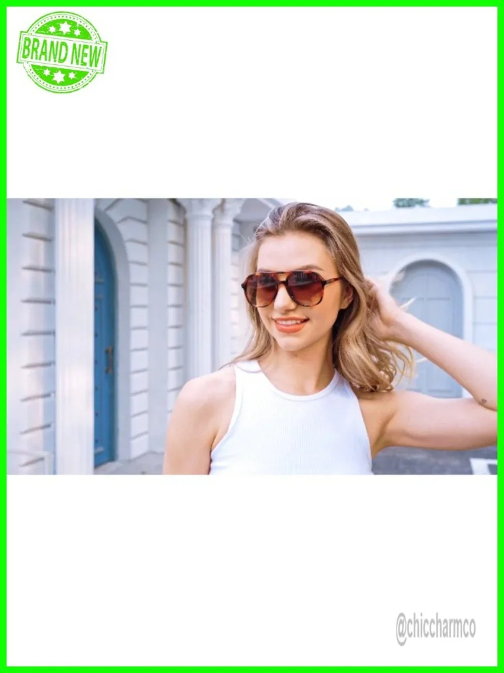 Retro Square Aviator Sunglasses for Women Men Double Bridge UV400